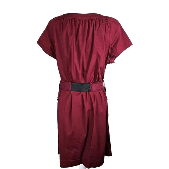 Martin + Osa ~Woman Size 14~ Burgundy Red Short Sleeve Shirt Belted Dress Zip-Up - Picture 8 of 9